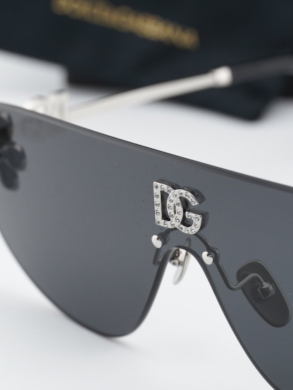 Dolce & Gabbana DG2333B 05/87 Shield Sunglasses - Silver with White Stone\Grey - Picture 8 of 10